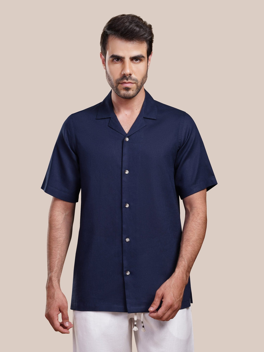 PLAIN WASHED COTTON LINEN CASUAL FIT SHIRT - Roban