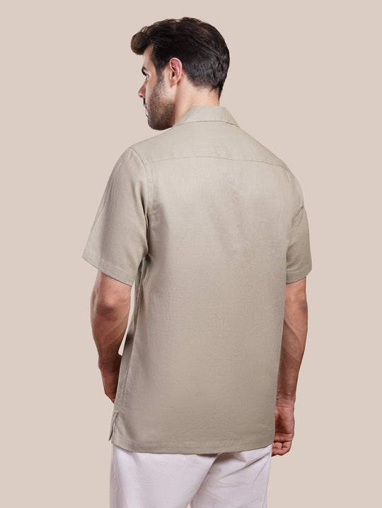 PLAIN WASHED COTTON LINEN CASUAL FIT SHIRT - Roban