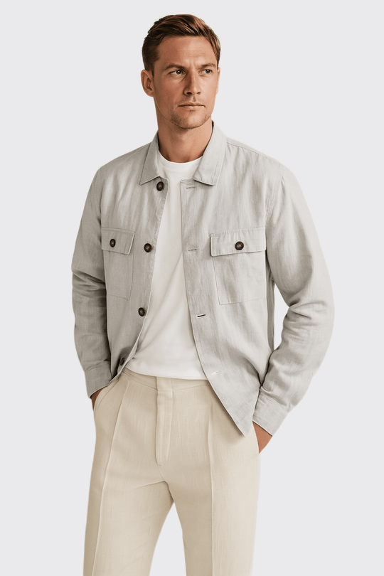 Plain Washed linen Regular Fit Over Shirt - Roban