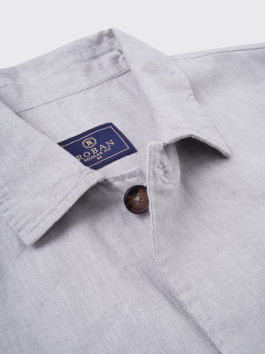 Plain Washed linen Regular Fit Over Shirt - Roban