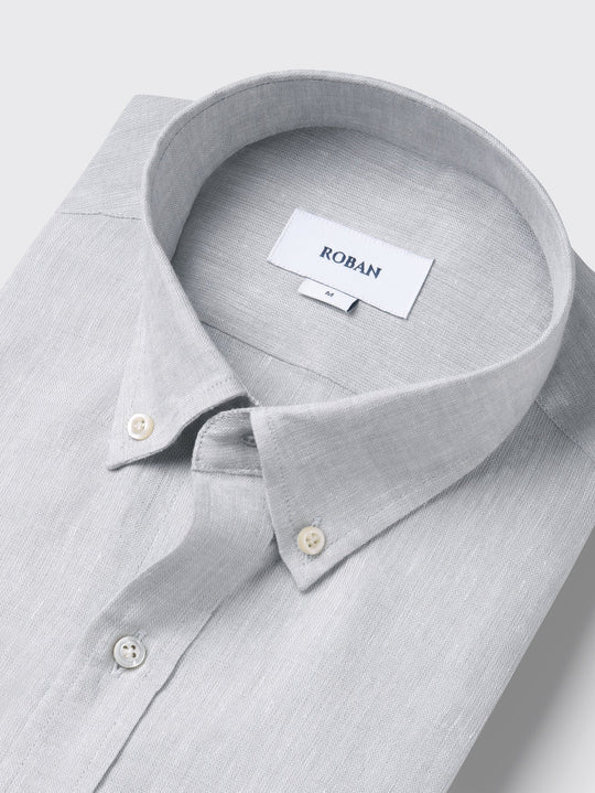 PLAIN WASHED LINEN REGULAR FIT SHIRT - Roban
