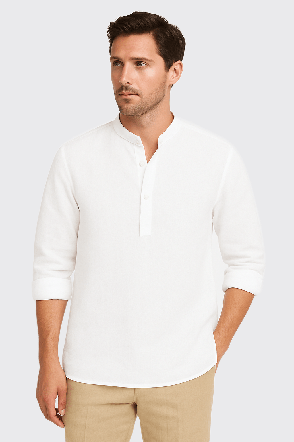 PLAIN WASHED LINEN REGULAR FIT SHIRT - Roban