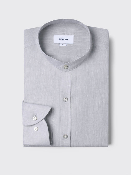 PLAIN WASHED LINEN REGULAR FIT SHIRT - Roban