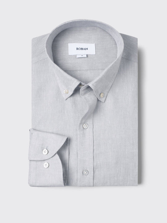 PLAIN WASHED LINEN REGULAR FIT SHIRT - Roban