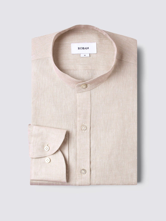 PLAIN WASHED LINEN REGULAR FIT SHIRT - Roban