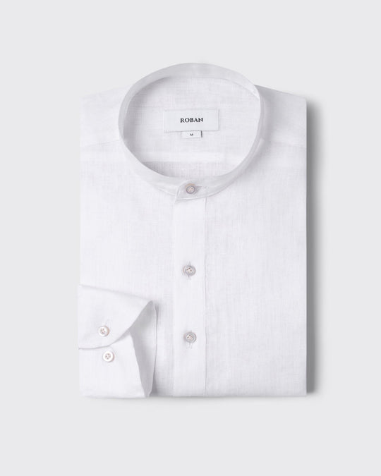 PLAIN WASHED LINEN REGULAR FIT SHIRT - Roban