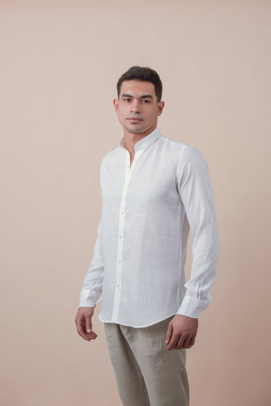 PLAIN WASHED LINEN REGULAR FIT SHIRT - Roban