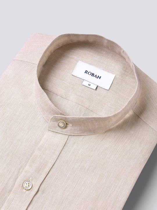 PLAIN WASHED LINEN REGULAR FIT SHIRT - Roban