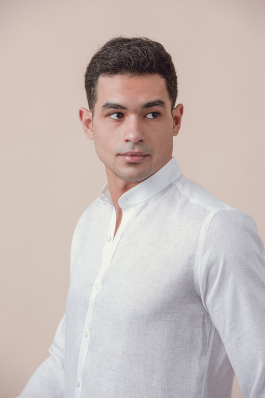 PLAIN WASHED LINEN REGULAR FIT SHIRT - Roban