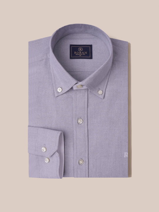 PLAIN WASHED OXFORD REGULAR FIT SHIRT - Roban