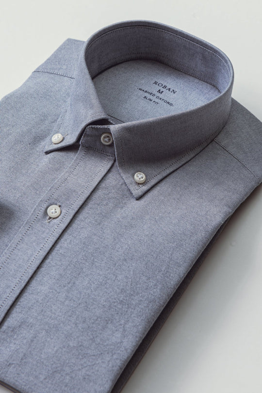 PLAIN WASHED OXFORD SLIM FIT SHIRT - Roban