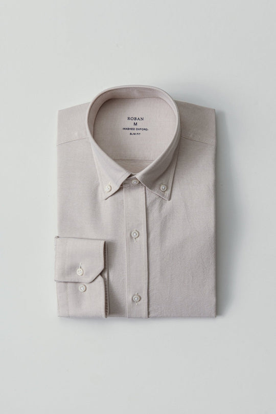 PLAIN WASHED OXFORD SLIM FIT SHIRT - Roban