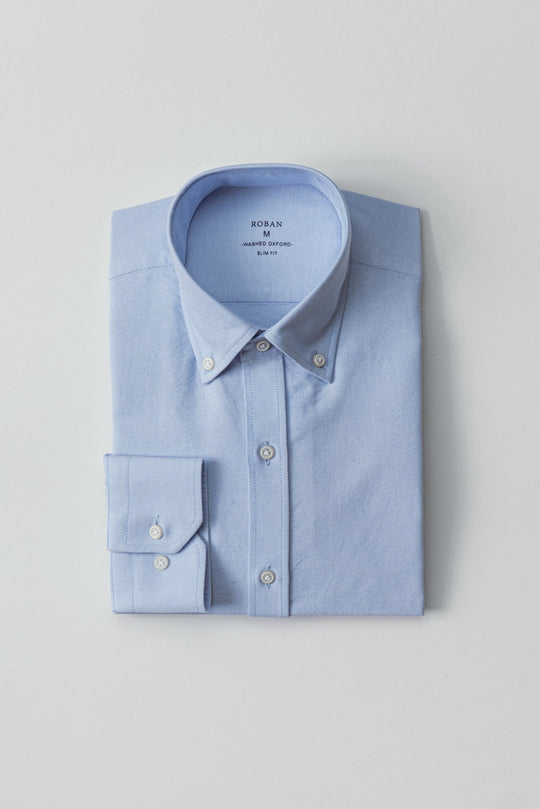 PLAIN WASHED OXFORD SLIM FIT SHIRT - Roban