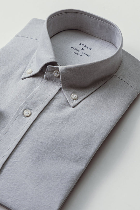PLAIN WASHED OXFORD SLIM FIT SHIRT - Roban
