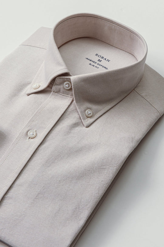 PLAIN WASHED OXFORD SLIM FIT SHIRT - Roban