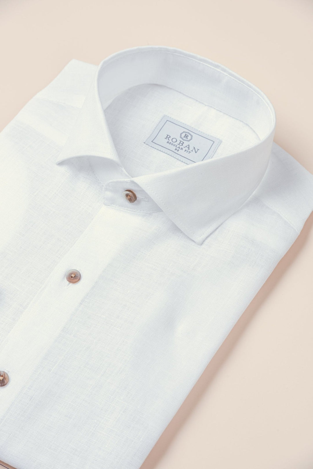 PURE LINEN PLAIN REGULAR FIT SHIRT - Roban