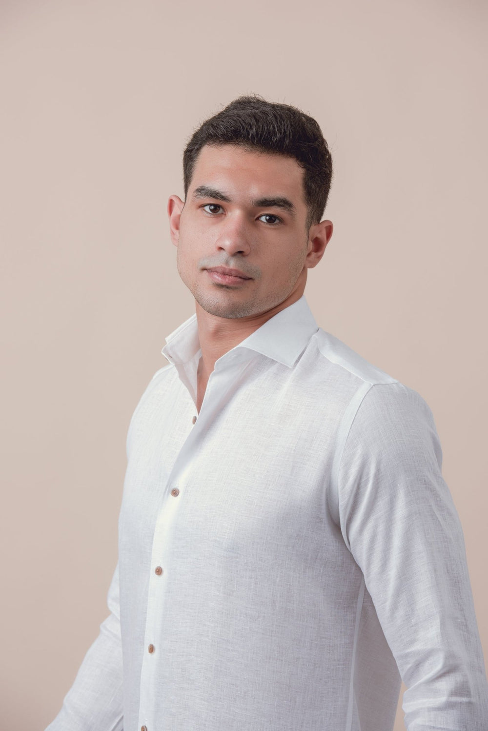 PURE LINEN PLAIN REGULAR FIT SHIRT - Roban