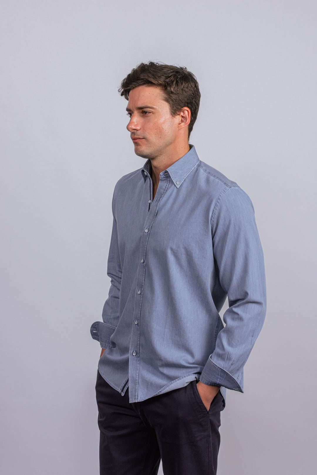 Regular Fit Washed Denim Shirt - Roban