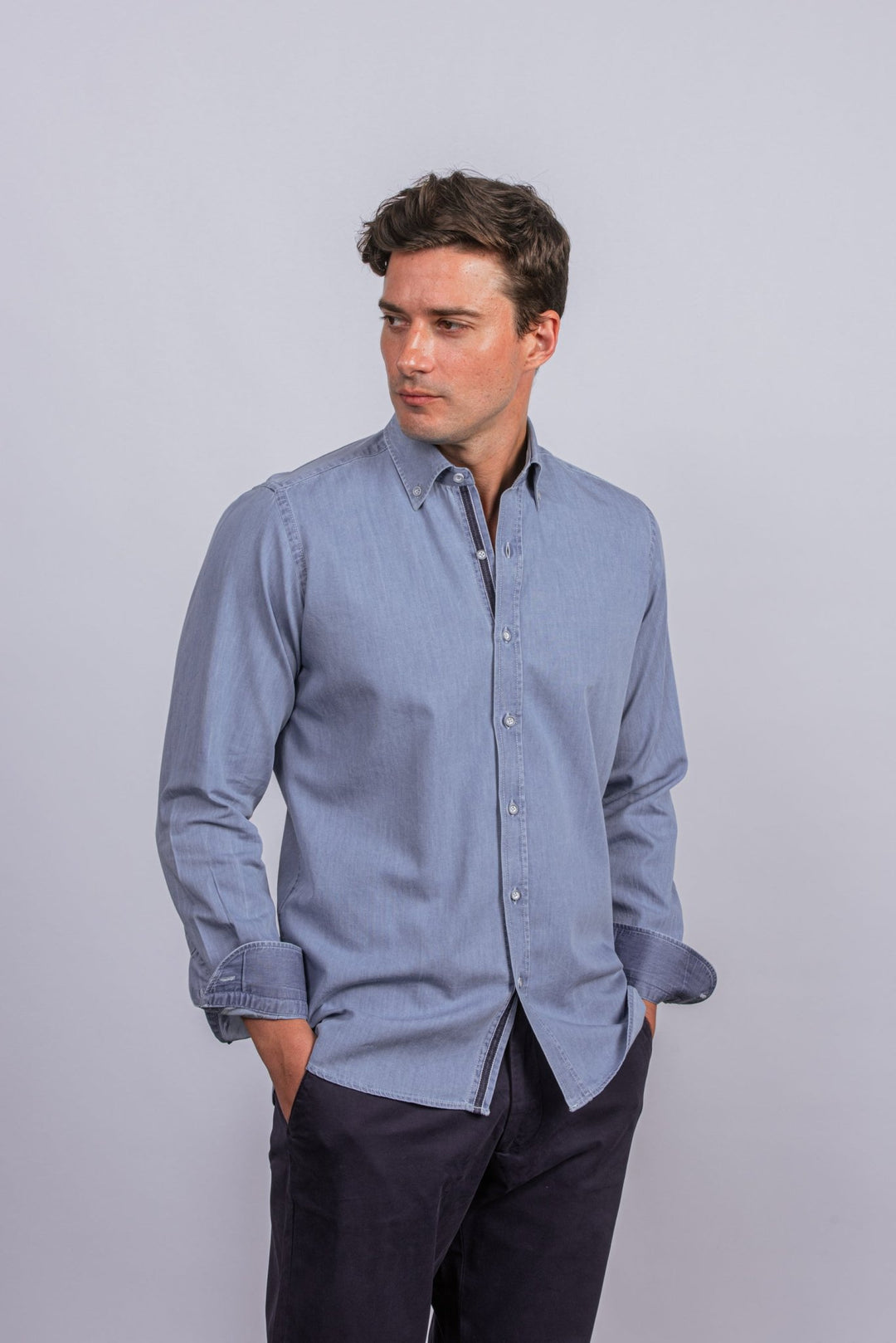 Regular Fit Washed Denim Shirt - Roban