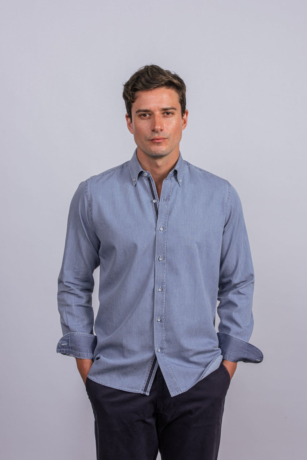 Regular Fit Washed Denim Shirt - Roban