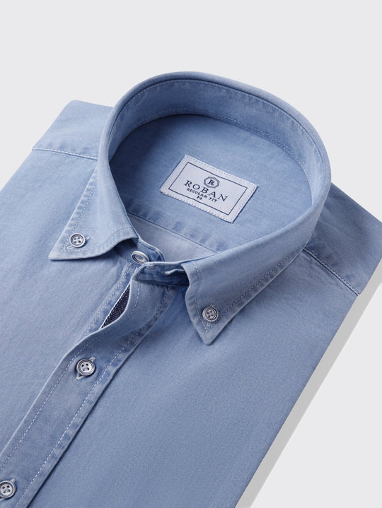 Regular Fit Washed Denim Shirt - Roban