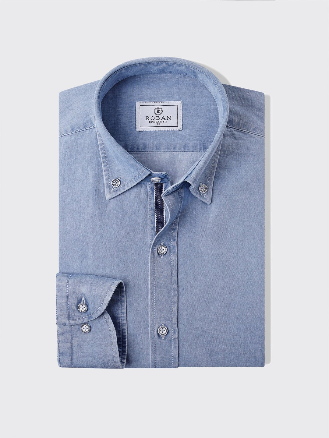 Regular Fit Washed Denim Shirt - Roban