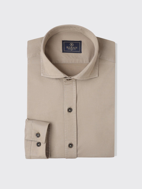 Regular Fit Washed Gabardine Shirt - Roban