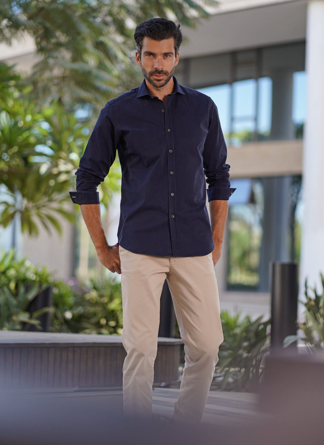 Regular Fit Washed Gabardine Shirt - Roban