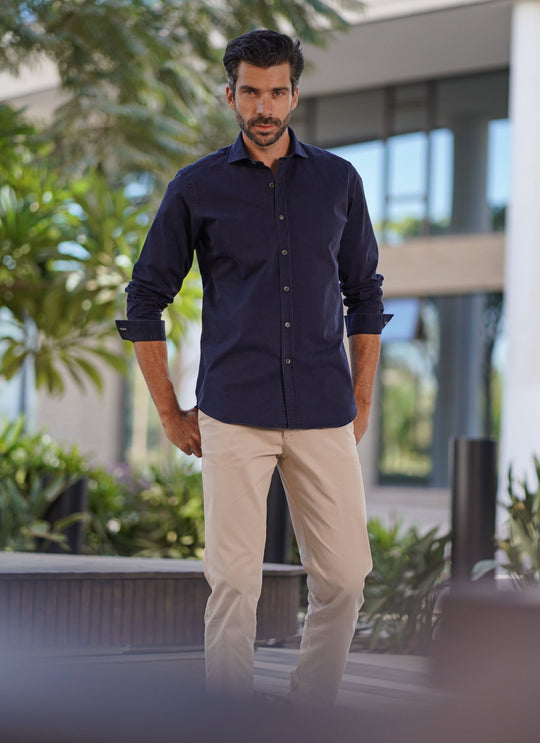 Regular Fit Washed Gabardine Shirt - Roban