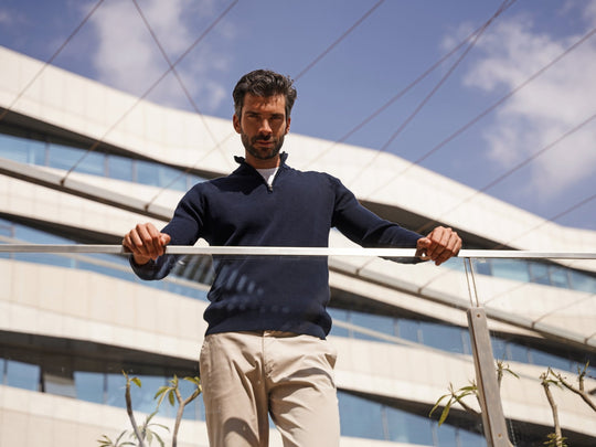 Ribbed Half - Zip Turtleneck Pullover - Roban