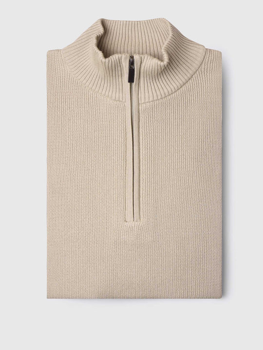 Ribbed Half - Zip Turtleneck Pullover - Roban