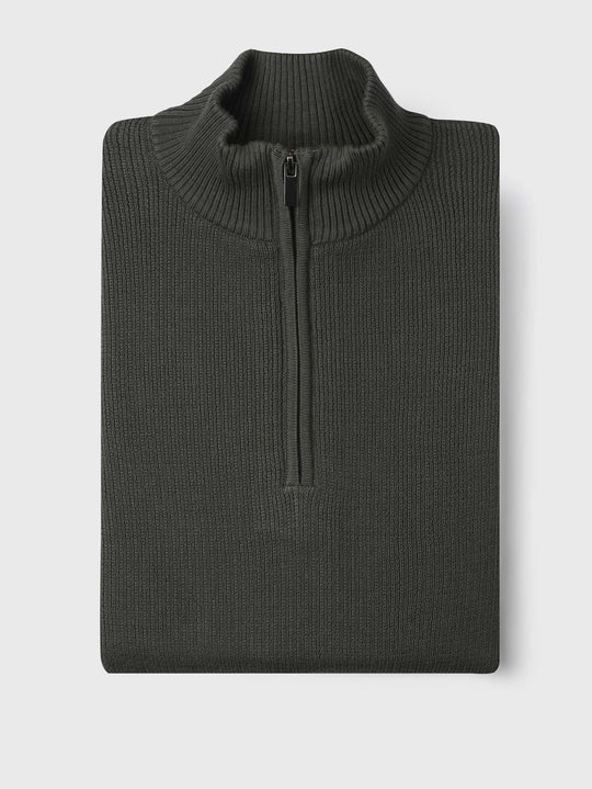 Ribbed Half - Zip Turtleneck Pullover - Roban