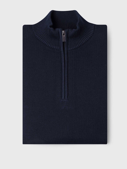 Ribbed Half - Zip Turtleneck Pullover - Roban