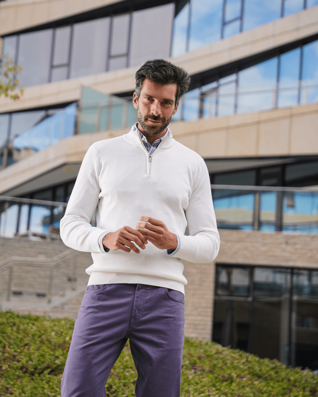 Ribbed Half - Zip Turtleneck Pullover - Roban