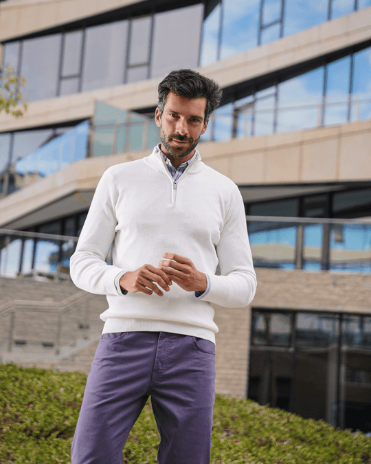 Ribbed Half - Zip Turtleneck Pullover - Roban