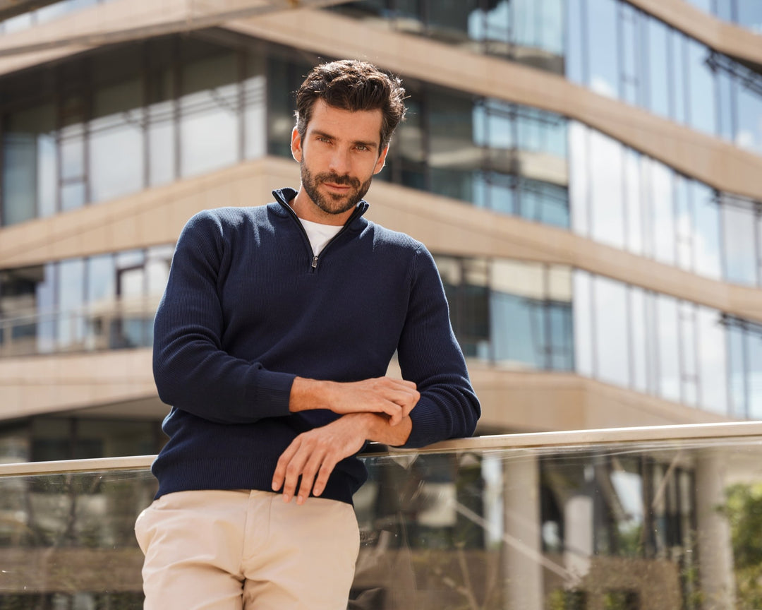 Ribbed Half - Zip Turtleneck Pullover - Roban