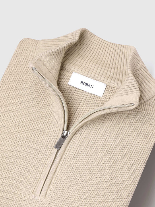 Ribbed Half - Zip Turtleneck Pullover - Roban