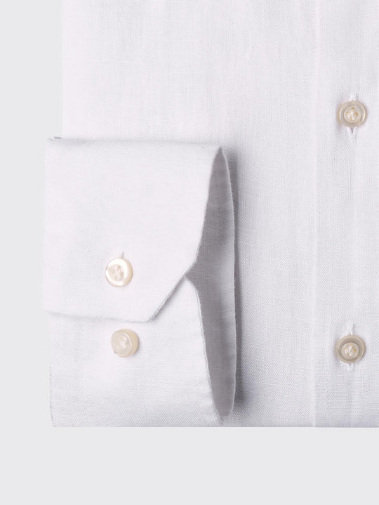 MONOCHROME LEAF EMBROIDERED LINEN SHIRT
