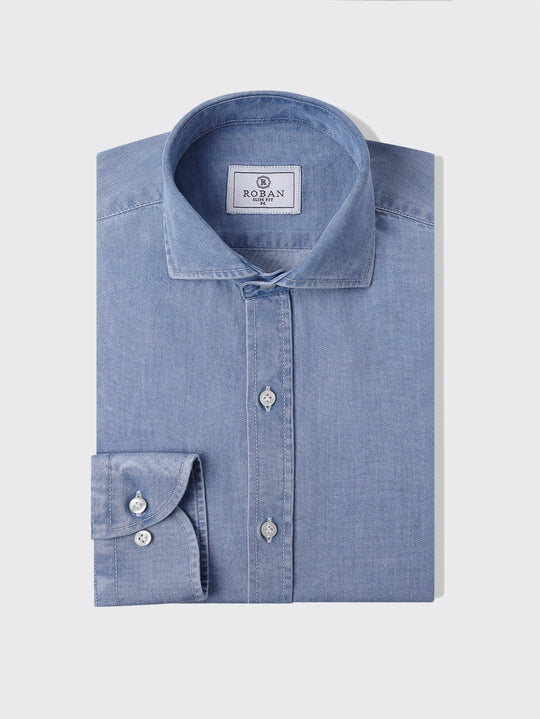 Slim Fit Washed Denim Shirt - Roban