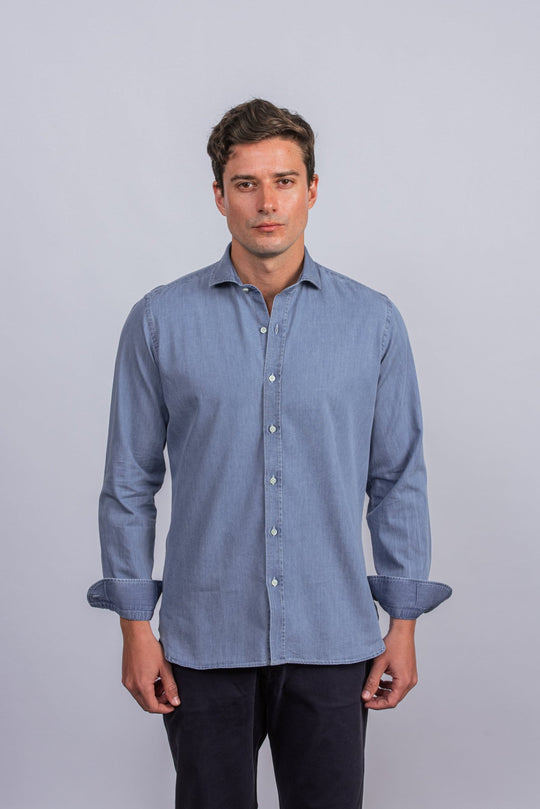 Slim Fit Washed Denim Shirt - Roban