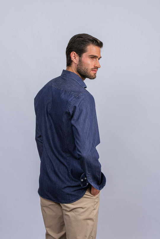Slim Fit Washed Denim Shirt - Roban