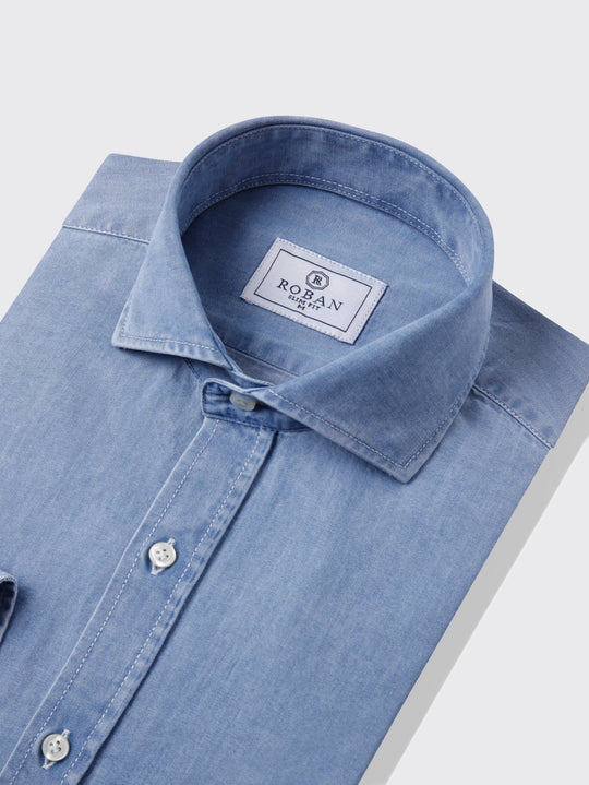 Slim Fit Washed Denim Shirt - Roban