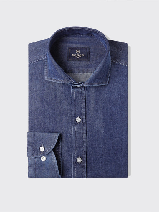 Slim Fit Washed Denim Shirt - Roban