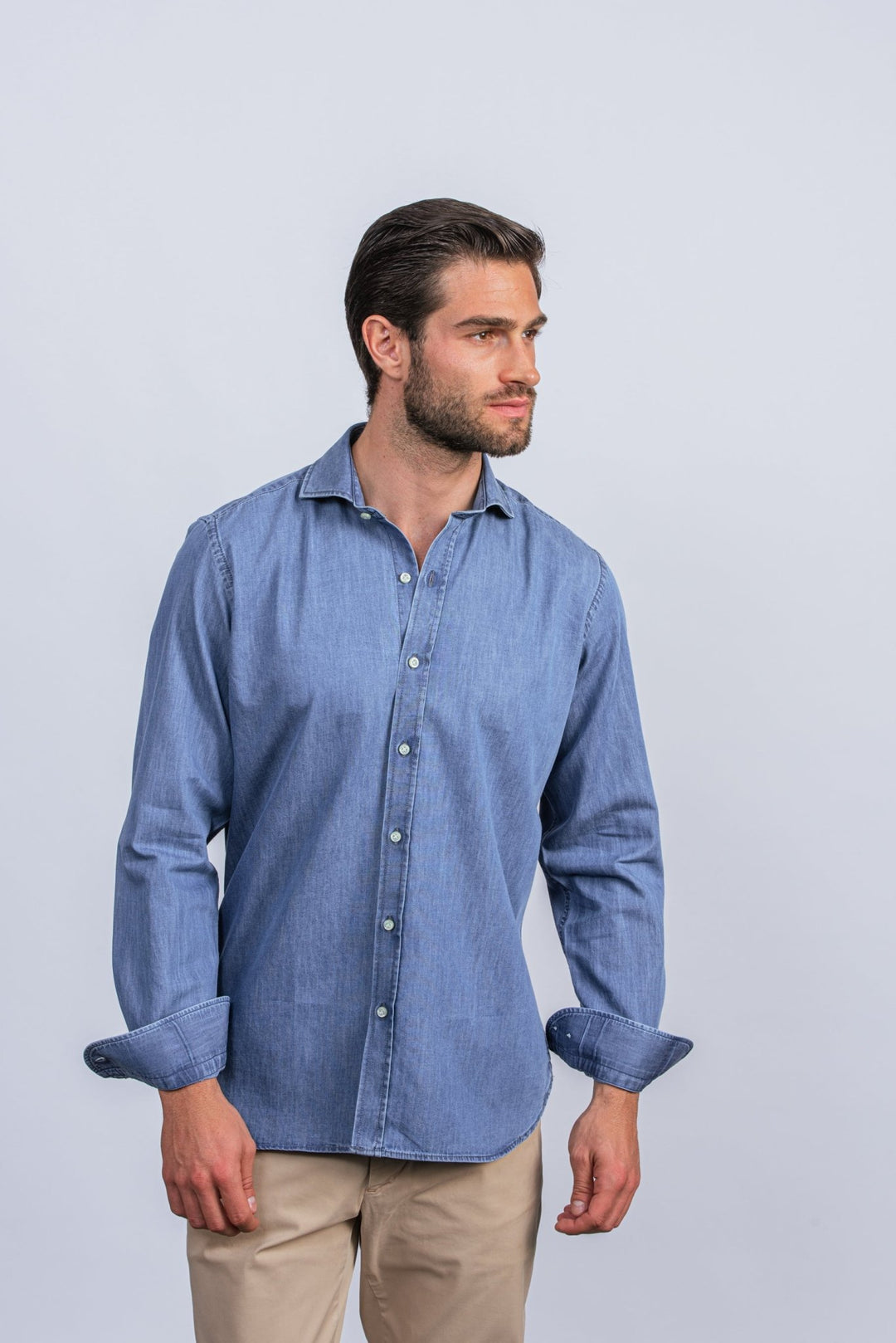 Slim Fit Washed Denim Shirt - Roban