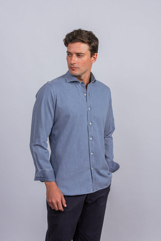 Slim Fit Washed Denim Shirt - Roban