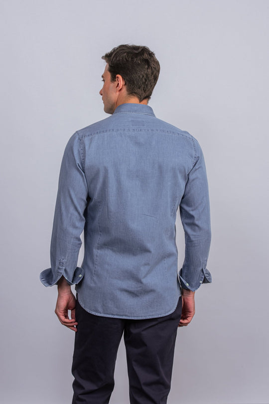 Slim Fit Washed Denim Shirt - Roban