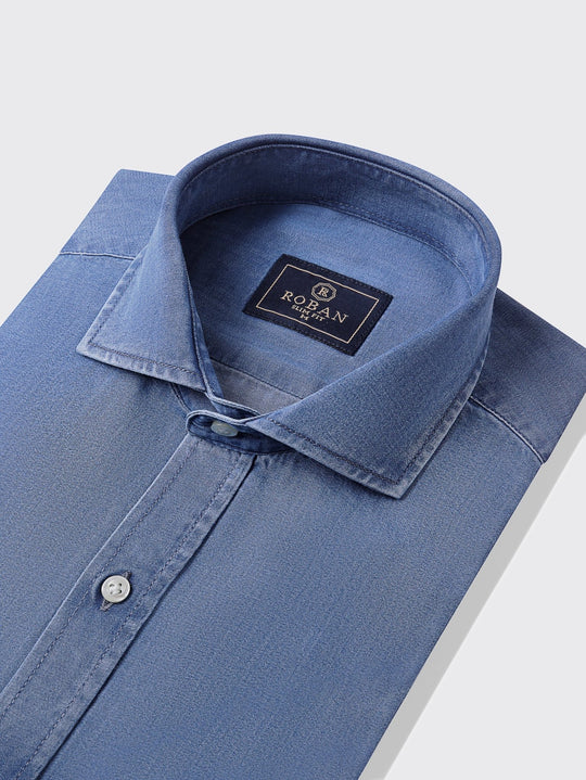 Slim Fit Washed Denim Shirt - Roban