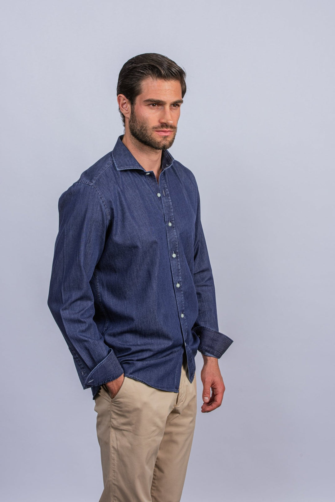 Slim Fit Washed Denim Shirt - Roban