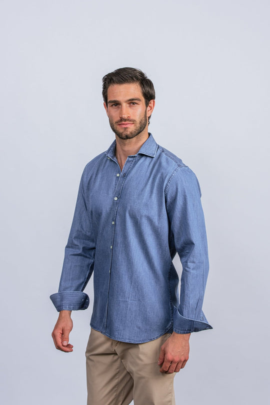 Slim Fit Washed Denim Shirt - Roban