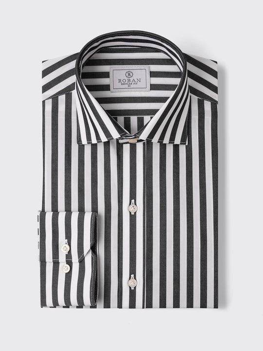 STRIBED COTTON REGULAR FIT SHIRT - Roban